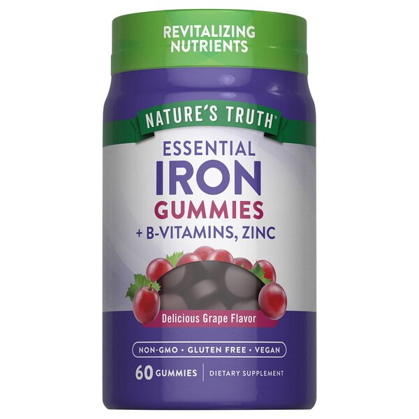 Nature's Truth Essential Iron + B-Vitamins, Zinc Gummies, 60 CT