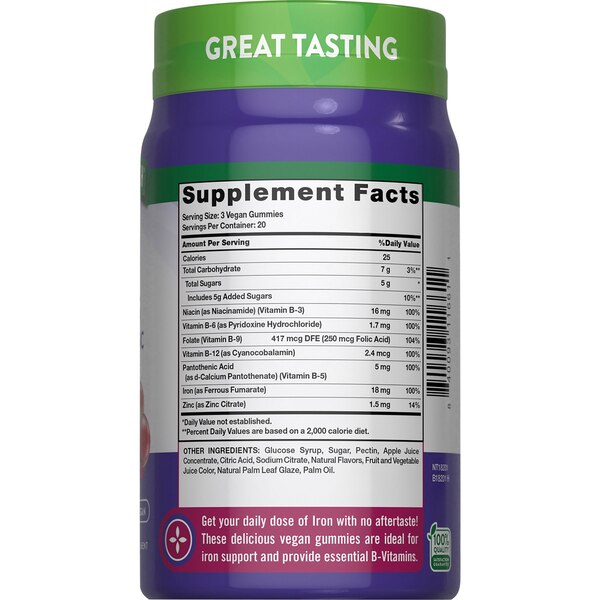 Nature's Truth Essential Iron + B-Vitamins, Zinc Gummies, 60 CT