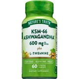 Nature's Truth KSM Ashwagandha 600mg Tablets plus L-Theanine, 60 CT, thumbnail image