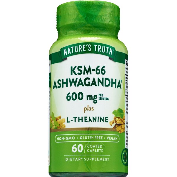 Nature's Truth KSM Ashwagandha 600mg Tablets plus L-Theanine, 60 CT