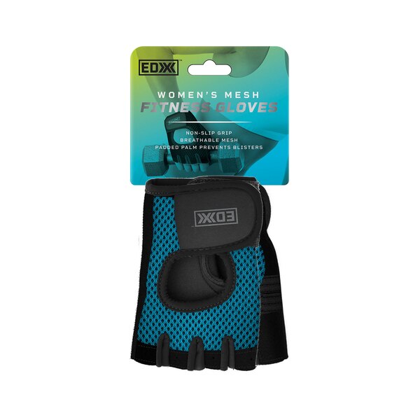 EDX Womens Mesh Fitness Gloves, Blue