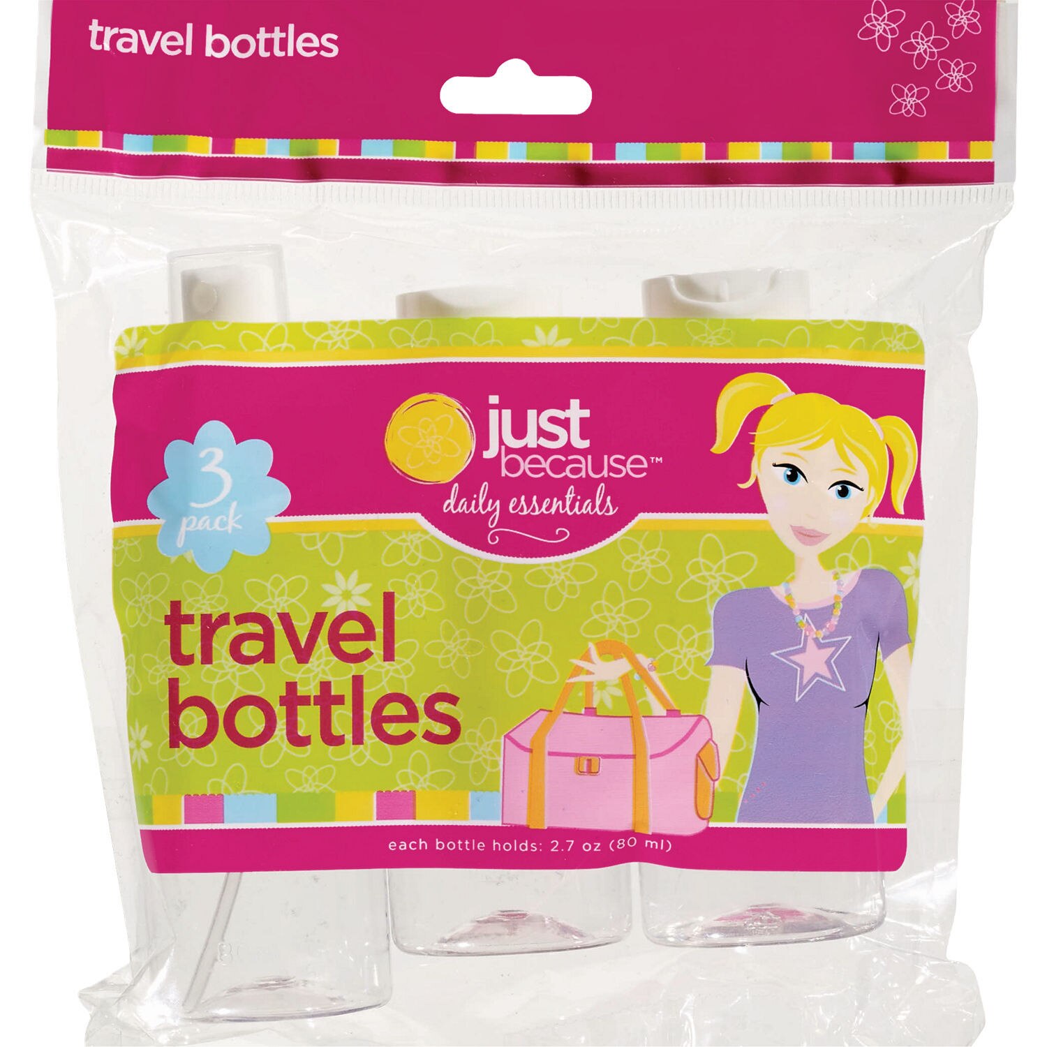 Just Because Daily Essentials - Botellas para viaje, 3 u.
