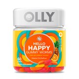 OLLY Hello Happy Gummies, Adult Gummy Worm Supplement, Vitamin D, Tropical Zing, 60CT, thumbnail image