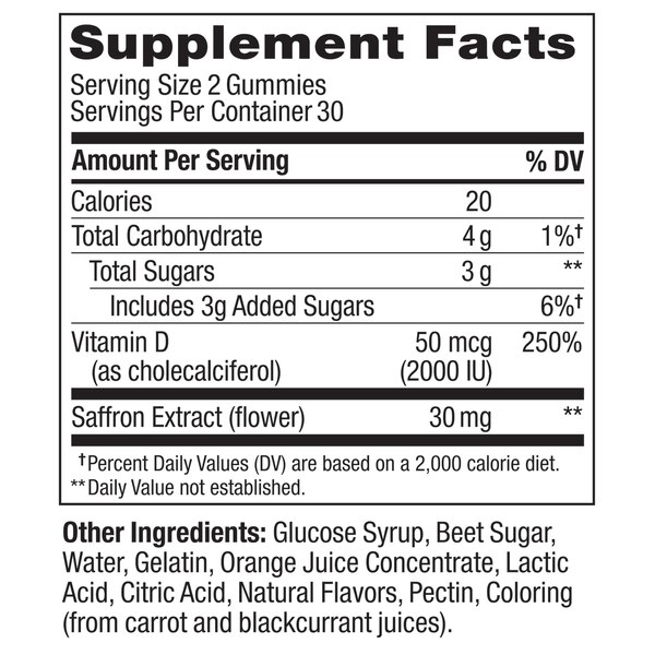 OLLY Hello Happy Gummies, Adult Gummy Worm Supplement, Vitamin D, Tropical Zing, 60CT