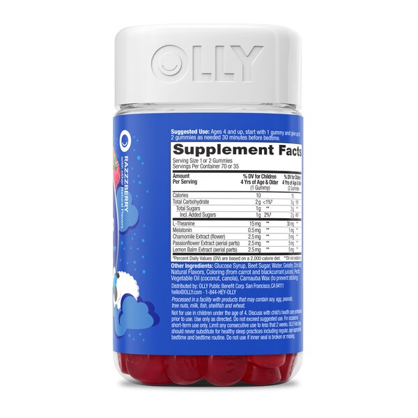 OLLY Kids Sleep Gummies, Raspberry