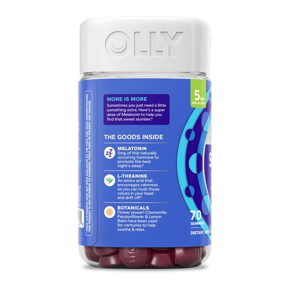 OLLY Extra Strength Sleep Gummies, 5mg Melatonin, Blackberry Mint, 70 CT
