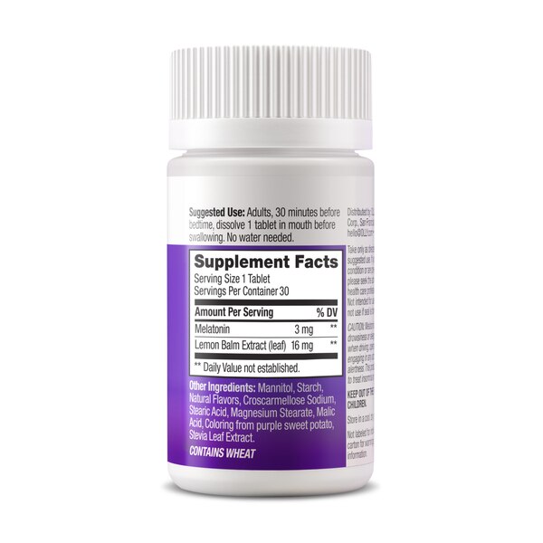 OLLY Sleep Fast Dissolve Tablets, 3mg Melatonin, Vegan, Strawberry, 30 CT