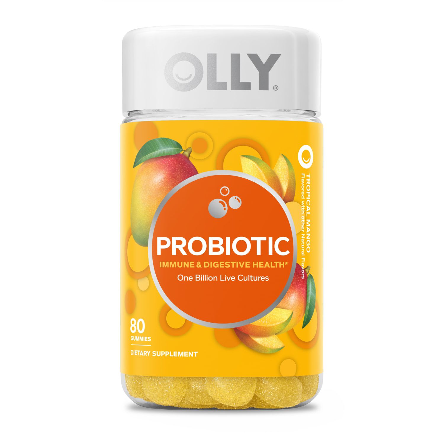 Olly Probiotic Gummy, Tropical Mango, 80 CT