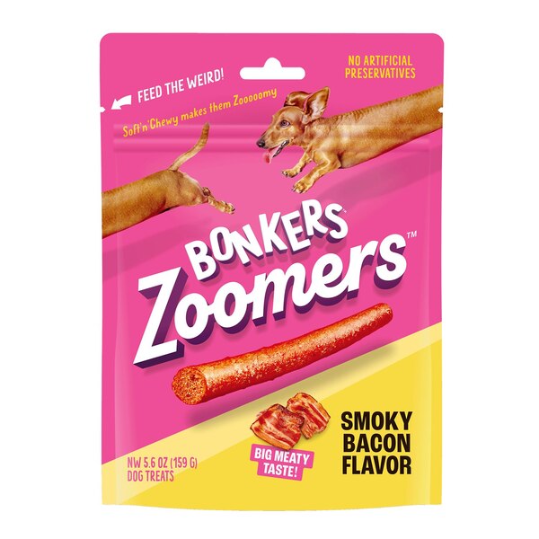 Bonkers Zoomers Dog Treats, Smoky Bacon Flavor, 5.6 oz 