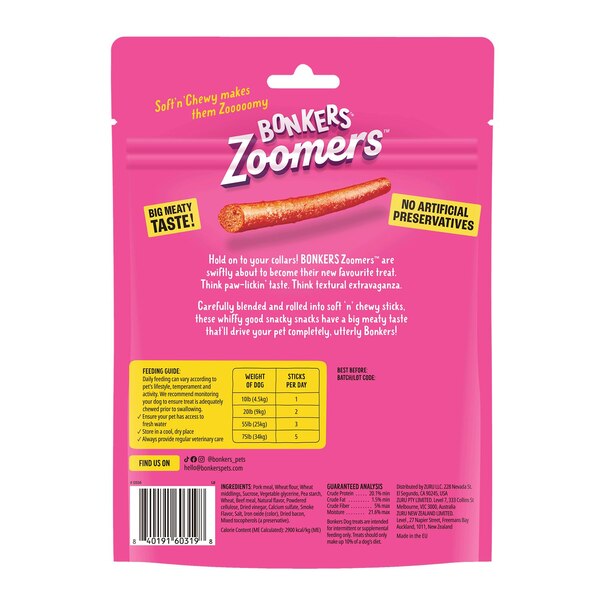 Bonkers Zoomers Dog Treats, Smoky Bacon Flavor, 5.6 oz 