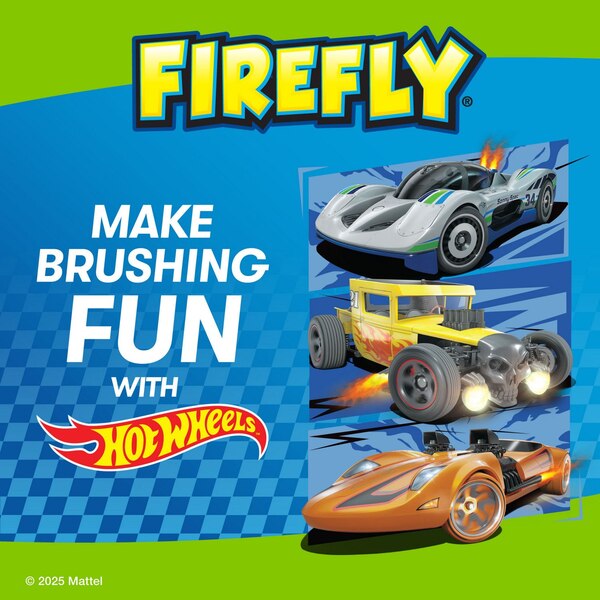Firefly Ready Go Light Up Timer Toothbrush, Hot Wheels, Soft Bristle