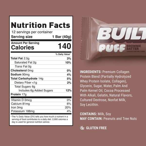 Built, Brownie Batter Puffs 4 ct, 1.41 oz