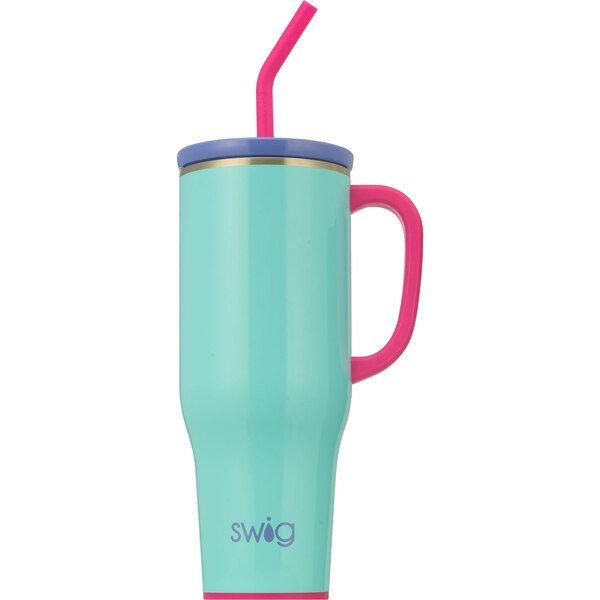 Swig Life Insulated Stainless Steel Mega Mug, Aqua Colorblock, 40 oz