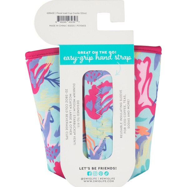 Swig Life Insulated Iced Cup Coolie, Floral, 22-28 oz