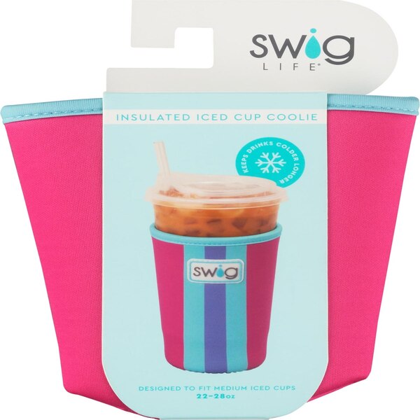 Swig Life Insulated Iced Cup Coolie, Pink Colorblock, 22-28 oz