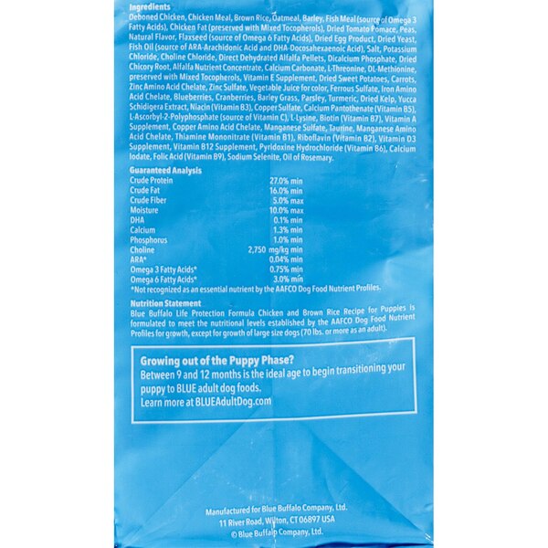 BLUE Buffalo Dry Puppy Food, Chicken & Brown Rice, 5 lb