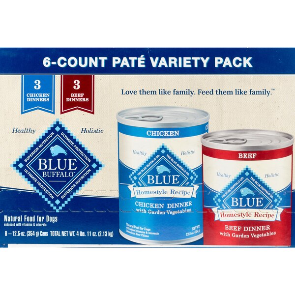 Blue Buffalo Homestyle Recipe Adult Variety Wet Dog Food, Chicken & Beef, 6 ct
