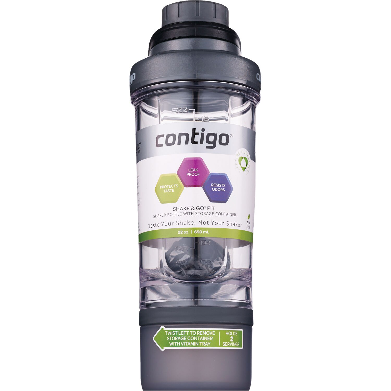 Contigo Shake 'N Go, Clear With Black, 22 OZ Bottle