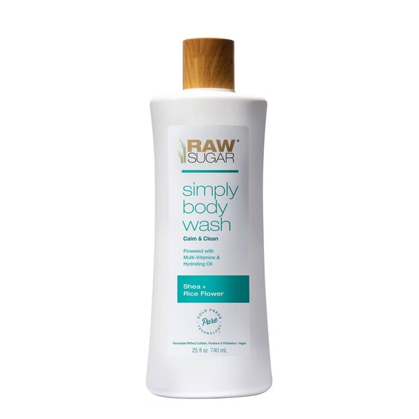 Raw Sugar Simply Body Wash, Shea + Rice Flower, 25 OZ
