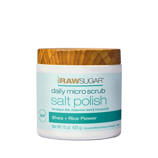 Raw Sugar Daily Micro Scrub Salt Polish, Shea + Rice Flower, 15 OZ
