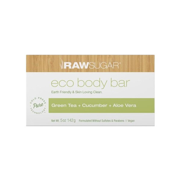 Raw Sugar Eco Bar Soap, Green Tea + Cucumber + Aloe Vera, 5 OZ