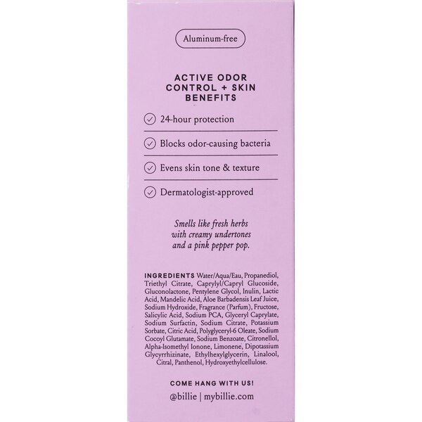 Billie AHA Deodorant, Lavendar Milk, 1.7 OZ