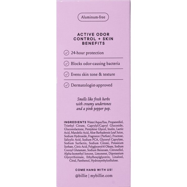 Billie AHA Deodorant, Lavendar Milk, 1.7 OZ