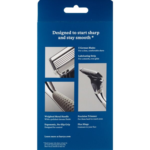 Harry's 5-Blade Razor Blade + 4 Razor Blade Refills, Ink Chrome
