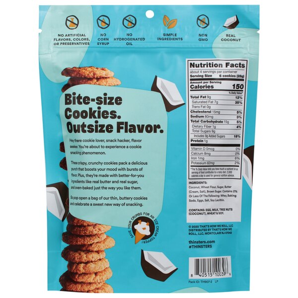 Thinsters,Toasted Coconut, Cookie Thins, 4 oz