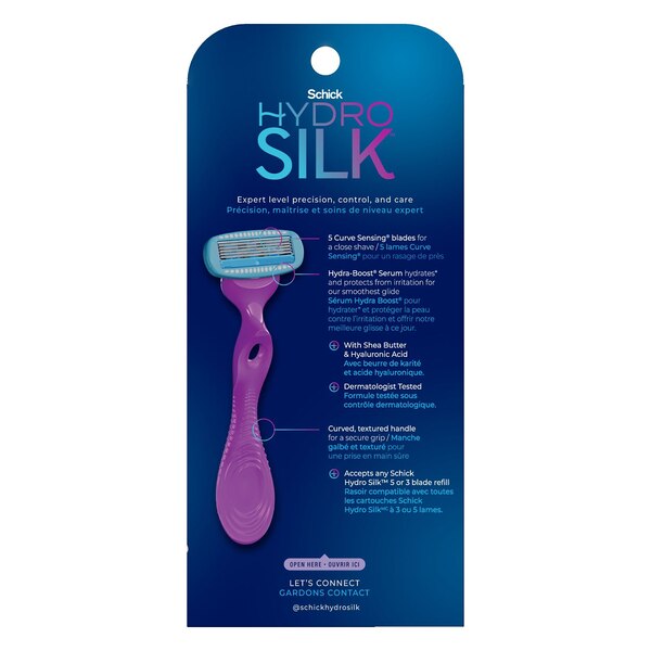 Shick Hydro Silk Moisture Care 5-Blade Razor + 2 Razor Blade Refills
