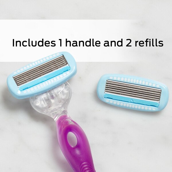Shick Hydro Silk Moisture Care 5-Blade Razor + 2 Razor Blade Refills