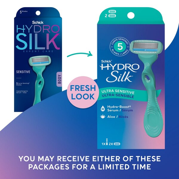 Schick Hydro Silk Sensitive Care Razor + 2 Razor Blade Refills