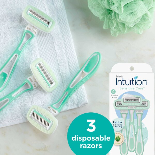 Schick Intuition Sensitive Care 4-Blade Razors, 3 CT