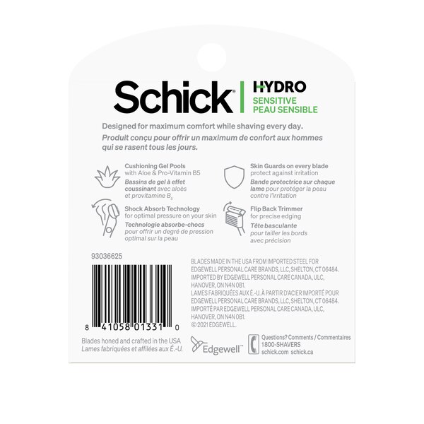 Schick Hydro Sensitive Men's 5-Blade Razor Blade Refills, 12 CT