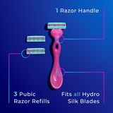 Schick Hydro Silk Ultimate Pubic Skin Protection 3-Blade Razor + 3 Razor Blade Refills, thumbnail image