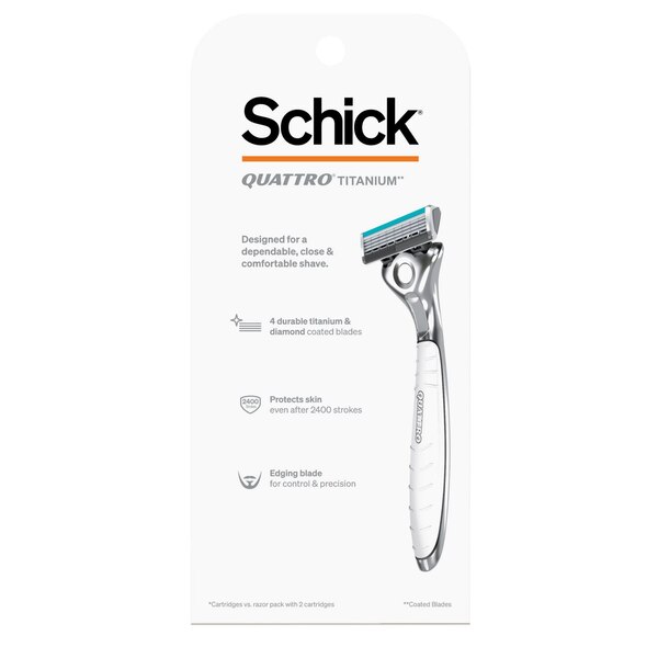 Schick Quattro Titanium 4-Blade Razor + 4 Razor Blade Refills