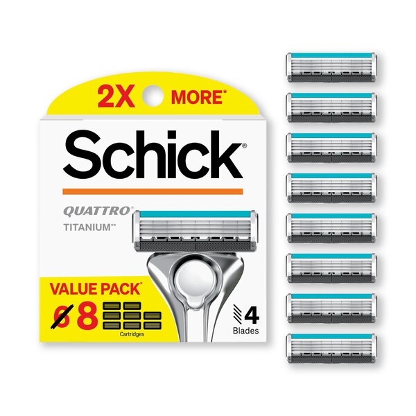 Schick Quattro Titanium 4-Blade Razor Blade Refills, 8 CT