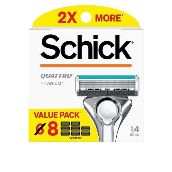 Schick Quattro Titanium 4-Blade Razor Blade Refills, 8 CT
