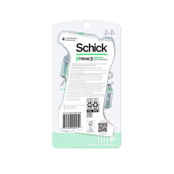 Schick Xtreme Sensitive 3-Blade Disposable Razors, 4 CT