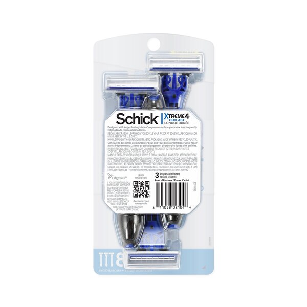 Schick Xtreme Outlast 4-Blade Disposable Razors, 3 CT