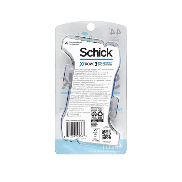 Schick Xtreme Duo Comfort 3-Blade Disposable Razors, 4 CT