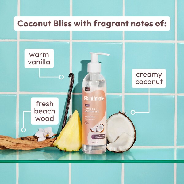 Skintimate 2-in-1 Shave Oil & Moistruizer, Coconut Bliss, 7.3 OZ