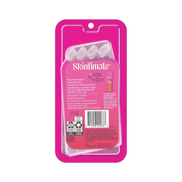 Skintimate Raspberry Rain 4-Blade Disposable Razors, 4 CT
