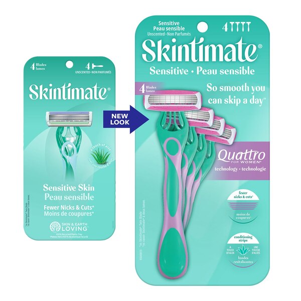 Skintimate Sensitive Skin 4-Blade Disposable Razors, 4 CT