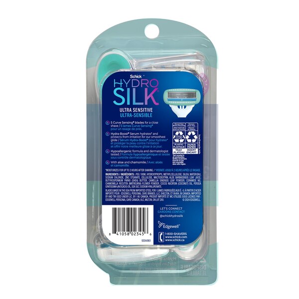 Schick Hydro Silk Sensitive 5-Blade Disposable Razors, 2 PK