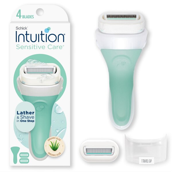 Schick Intuition Sensitive Care Organic Aloe Razor + 2 Razor Blade Refills