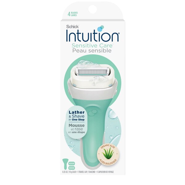 Schick Intuition Sensitive Care Organic Aloe Razor + 2 Razor Blade Refills