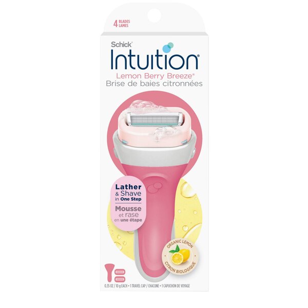 Schick Intuition Island Berry 4-Blade Razor + 2 Razor Blade Refills