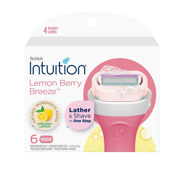 Schick Intuition 4-Blade Razor Blade Refills, Island Berry, 6 CT