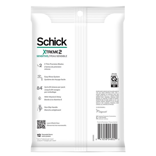 Schick Xtreme Sensitive 2-Blade Disposable Razors, 12 CT